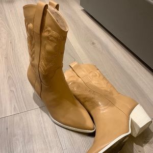 Faux leather cowboy boots